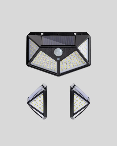 100 LED Solar Lamba Hareket Algılamalı Bahçe Duvar Dış Mekan Aydınlatma - Resim 5