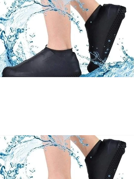 Silikon Ayakkabı Kılıfı Kaymaz Su Kir Geçirmez   M Beden Siyah ürün görseli 1