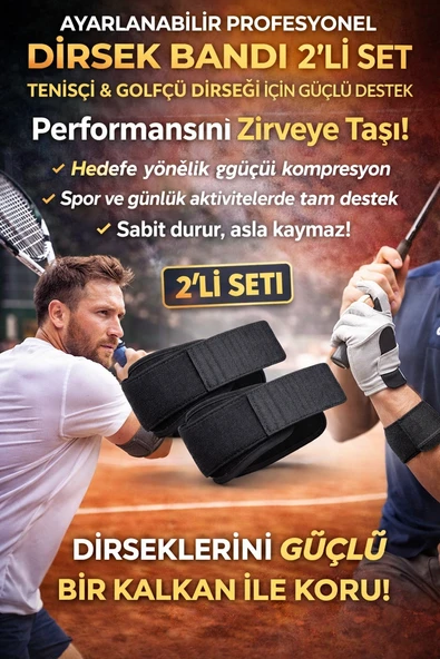 2li Set Ortopedik Epikondilit Bandı Sporcu Golfçü Tenisçi Dirseği Bandajı Sağ Sol Uyumlu Standart ürün görseli 1