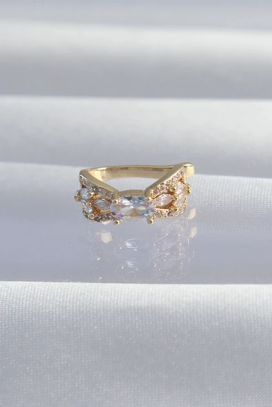 Pirinç Gold Renk Zirkon Taş Kaplama Earcuff Küpe ürün görseli 1