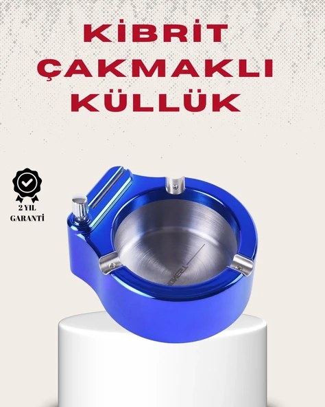 Metal Küllük ve Çakmak Seti Yuvarlak Modern Tasarım ürün görseli 1