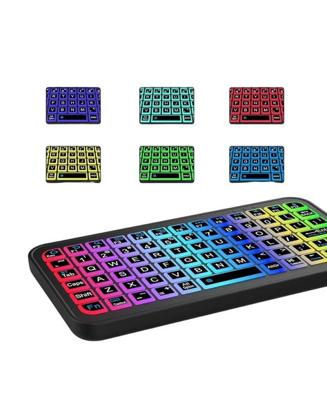 Kompakt Siyah RGB Işıklı Bluetooth Mini Klavye - Resim 3