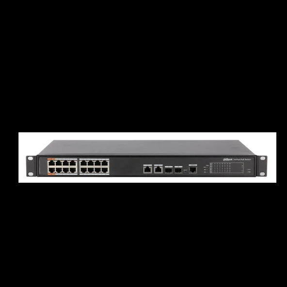 DAHUA PFS4218-16ET-240-V2, 16 Port, MegaBit, PoE 240W, 2 Port GigaBit Uplink, 2 Port GigaBit Combo SFP, Yönetilebilir, R ürün görseli 1