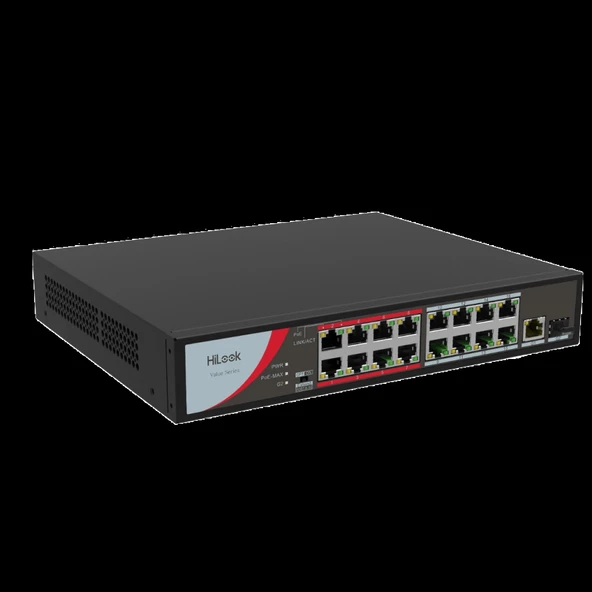 HILOOK NS-0318P-130(B), 16 Port, Megabit, PoE 130W, 1 Port GigaBit Lan, 1 Port GigaBit SFP, Long Range 250Metre, Yönetil ürün görseli 1