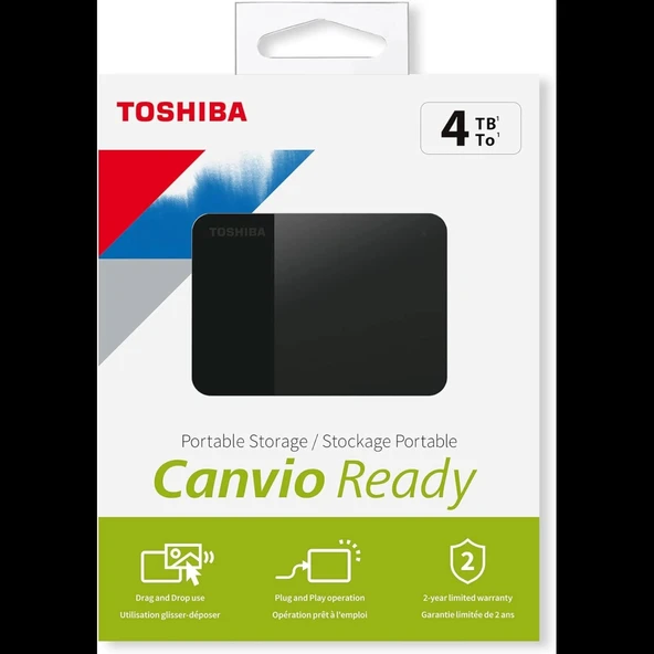 TOSHIBA HDTP340EK3CA, Canvio Ready, 4TB, 2.5" USB 3.0, Taşınabilir, Harici HDD, (Black) ürün görseli 1