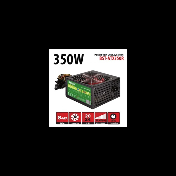 PowerBoost BST-ATX350R 350W, Sata, 12cm Fan,  BOX PSU ürün görseli 1