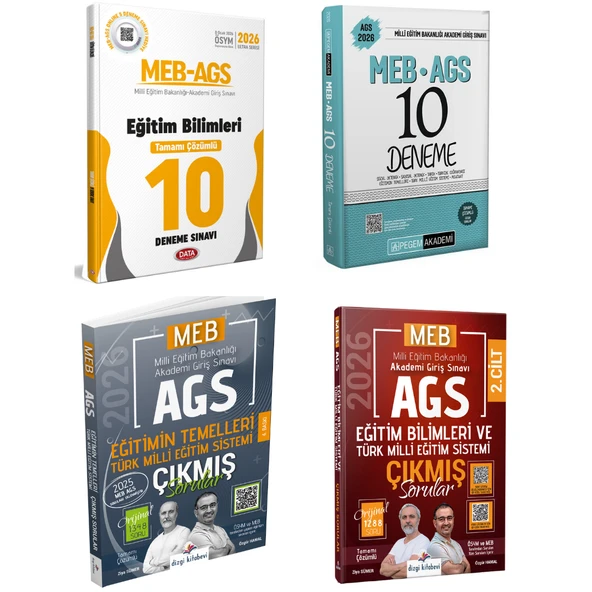 Data Yayınları 2026 MEB AGS Eğitim Bilimleri Tamamı Çözümlü 10 Deneme Sınavı + Pegem Akademi 2026 MEB AGS Tamamı Çözümlü 10 Deneme + Dizgi Yayınları Çıkmış Sorular Seti ürün görseli 1