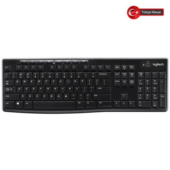 LOGITECH K270, Siyah, 920-003761, Kablosuz, Türkçe Q, Multimedya Klavye ürün görseli 1