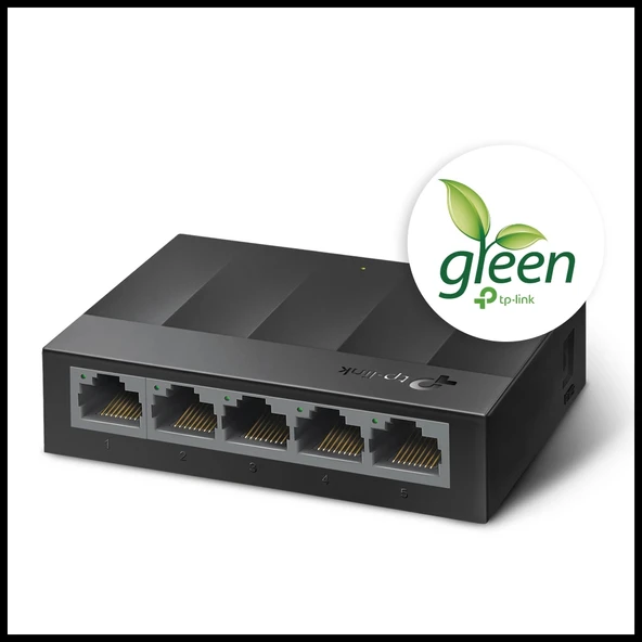 TP-LINK LS1005G, Green Tech, 5Port, GigaBit, Yönetilemez, Masaüstü Switch ürün görseli 1