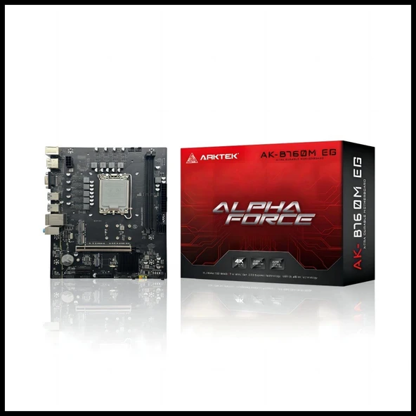 ARKTEK ALPHA FORCE, AK-B760M EG, 2xDDR5, 2x M.2, D-SUB, HDMI, DP, 12-13.14.Nesil, LGA1700 Soket, Anakart ürün görseli 1