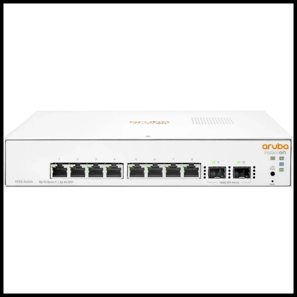 HP Aruba Instant On, JL680A, 1930-8G, 8Port, GigaBit, 2 Port Gigabit SFP, Yönetilebilir, Rack Mount Switch ürün görseli 1