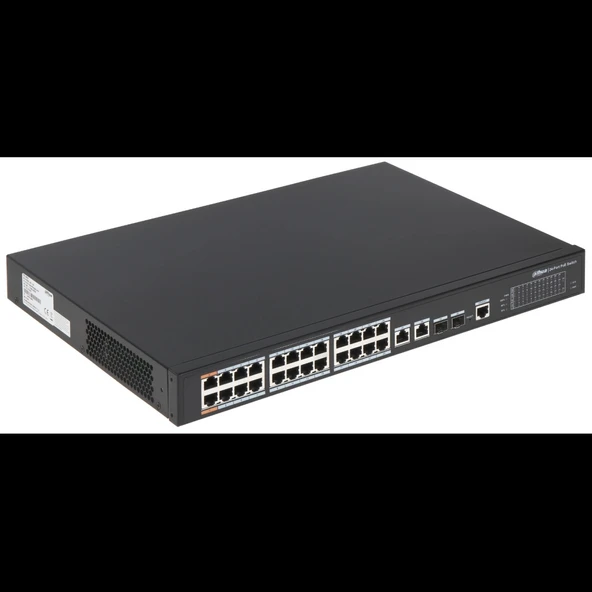 DAHUA PFS4226-24ET-240-V3, 24 Port, MegaBit, PoE 240W, 2 Port GigaBit Uplink, 2 Port GigaBit Combo SFP, Yönetilebilir, R ürün görseli 1