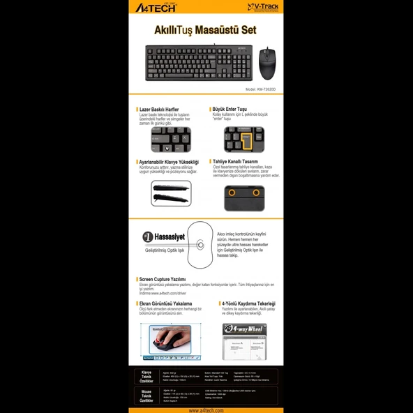 A4-Tech KM-72620D USB Standart Türkçe Q Klavye/Mouse Set - Resim 2