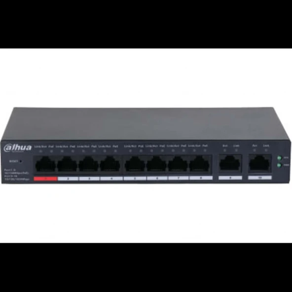DAHUA CS4010-8GT-110, 8 Port, Gigabit, PoE 110W, 2 Port Uplink, Cloud Yönetilebilir, Switch ürün görseli 1
