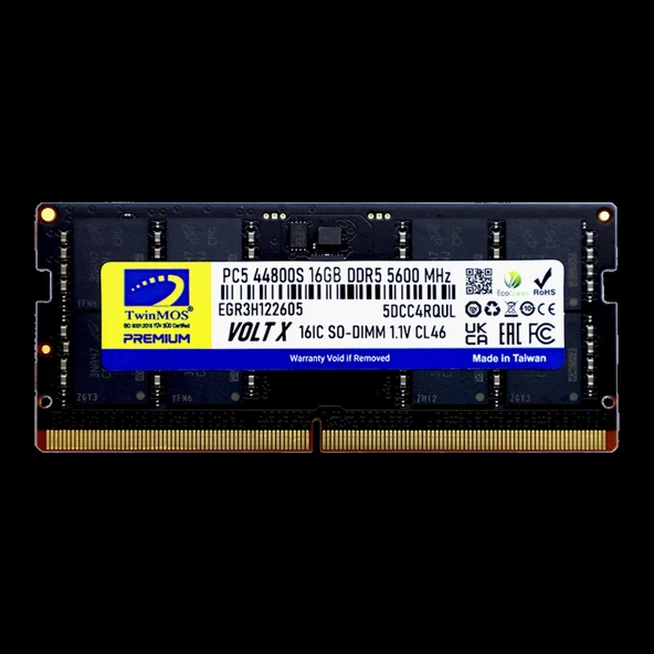 TwinMOS TMD516GB5600S46, 16GB, DDR5, 5600MHz,  CL46, 1.1V Notebook Ram ürün görseli 1