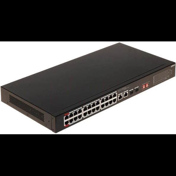 DAHUA S3226-24ET-240, 24 Port, MegaBit, PoE 240W, 2 Port GigaBit Uplink, 2 Port Gigabit Combo SFP, Longe Range 250Mt, Yö ürün görseli 1