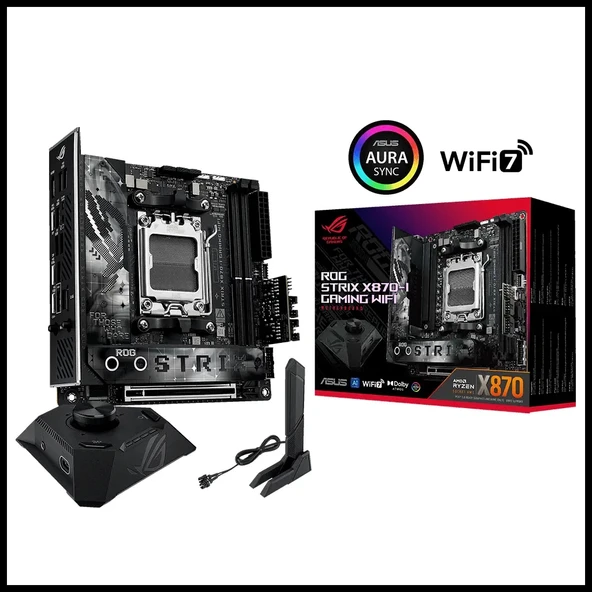 ASUS ROG STRIX X870-I GAMING WIFI, 2xDDR5, 2xM.2, HDMI, DP, Type-C, Wi-Fi 7, Bluetooth v5.4, Mini ITX, AM5 Soket GAMING ürün görseli 1