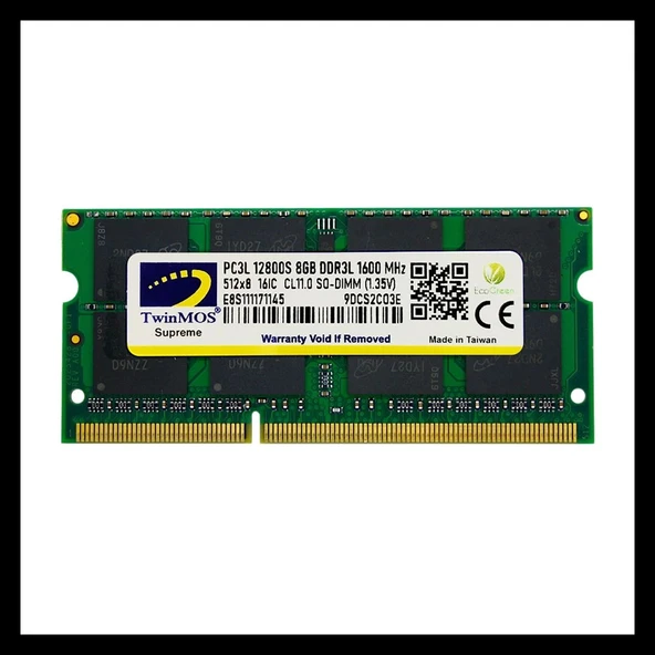 TwinMOS MDD3L8GB1600N, 8GB, DDR3, 1600MHz, 1.35V Notebook Ram ürün görseli 1