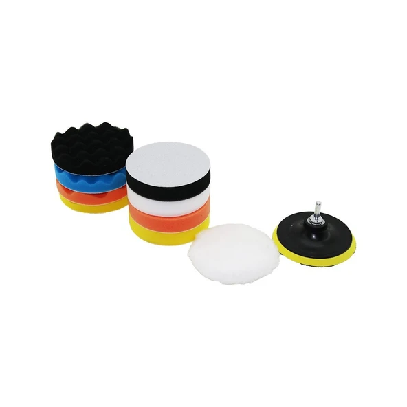 115 MM  11PCS POLİSAJ SÜNGER SETİ 8 AD. 115MM SÜNGER- 1 POLİSAJ PED -1 M14 ADAPTÖR - 1 CIRTLI DİSK TABAN (Timya/Go1395)  201957 ürün görseli 1