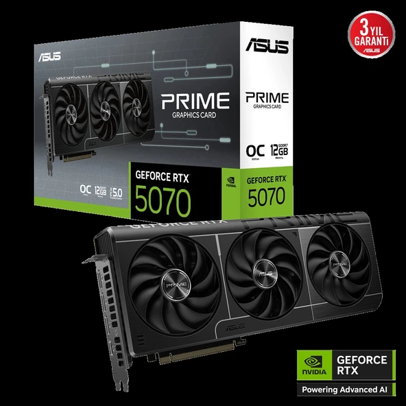 ASUS PRIME-RTX5070-O12G, 12Gb, 192Bit, GDDR7, 1xHDMI, 3xDP GAMING Ekran Kartı ürün görseli 1