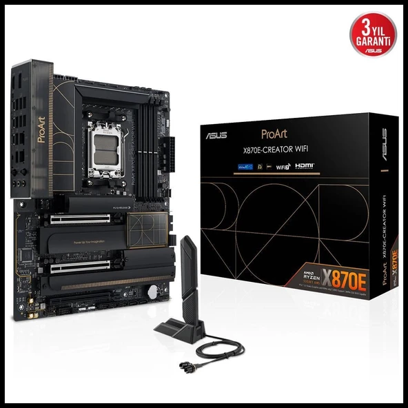 ASUS PROART X870E-CREATOR WIFI, 4xDDR5, 4xM.2, HDMI, DP, Type-C, PCIe 5.0, Wi-Fi 7, Bluetooth v5.4, AM5 Soket GAMING Ana ürün görseli 1