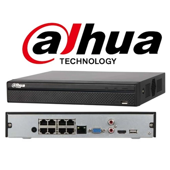DAHUA  NVR2108HS-8P-T, 8Kanal PoE, 8Mpix, H265+, 1 HDD Desteği, 1080P Kayıt, 80Mbps Bant Genişliği, NVR ürün görseli 1