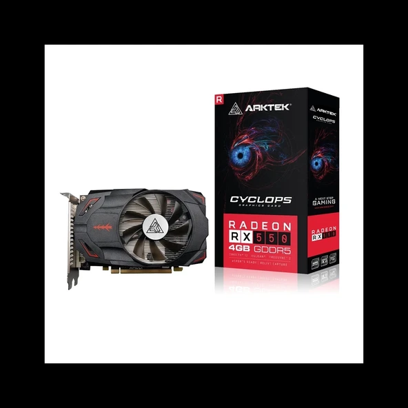 ARKTEK CYCLOPS, AKR550D5S4GH1, RX550, 4Gb, GDDR5, 128BIT, 1xDVI, 1xHDMI, 1xDP GAMING Ekran Kartı ürün görseli 1