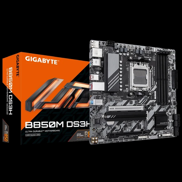 GIGABYTE B850M DS3H, 4xDDR5, 2xM.2, 2xDP, HDMI, Type-C, AM5 Soket GAMING Anakart ürün görseli 1