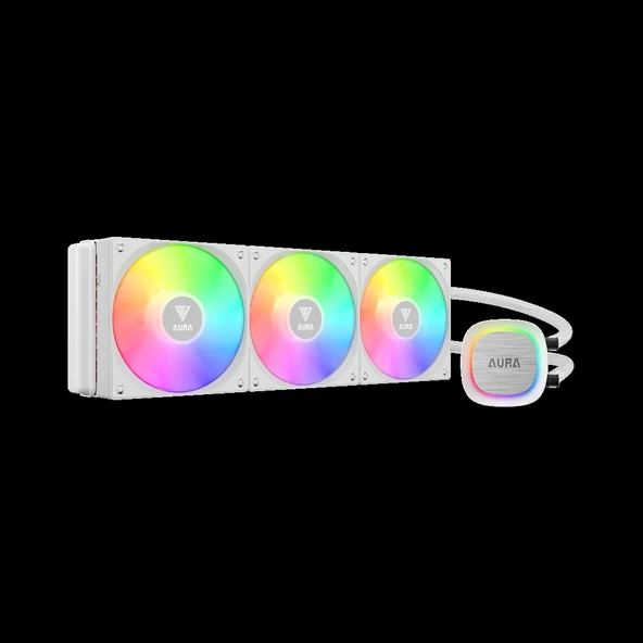 GAMDIAS AURA GL360 V2 WH, White Edition, 360mm,  RGB, 3 Fanlı, CPU Sıvı Soğutma ürün görseli 1