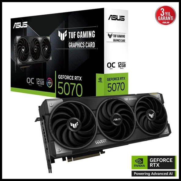 ASUS TUF-RTX5070-O12G-GAMING, 12Gb, 192Bit, GDDR7, 2xHDMI, 3xDP GAMING Ekran Kartı ürün görseli 1