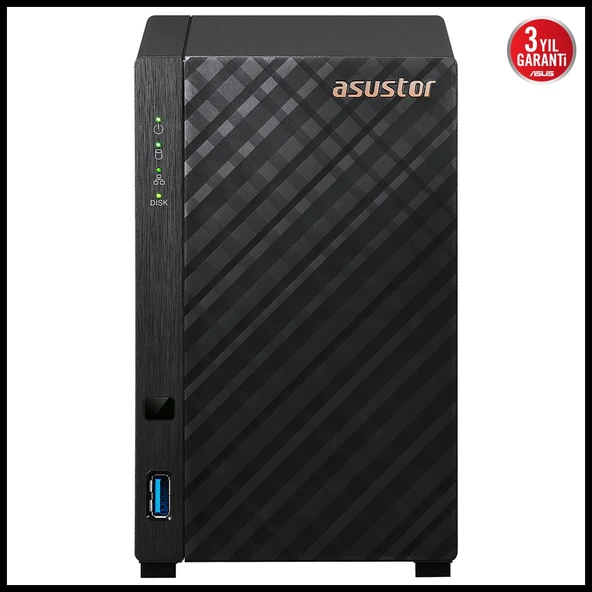 ASUSTOR AS1102TL, 1Gb DDR4 Ram, 2 Yuvalı (2x22TB Destek), 1x1GbE Network, USB 3.2, USB 2.0, Tower NAS (Yedekleme) Cihazı ürün görseli 1