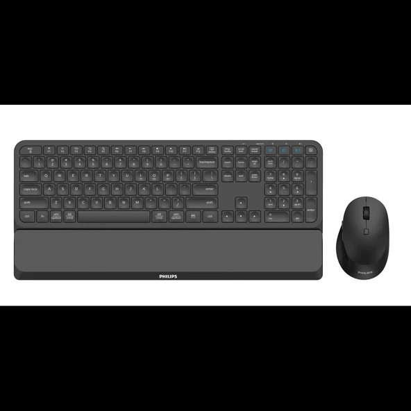 PHILIPS SPT6607B, Siyah, Türkçe Q, 2.4Ghz ve Bluetooth Kablosuz, Bilek Destekli, Multimedya Klavye Mouse Set ürün görseli 1