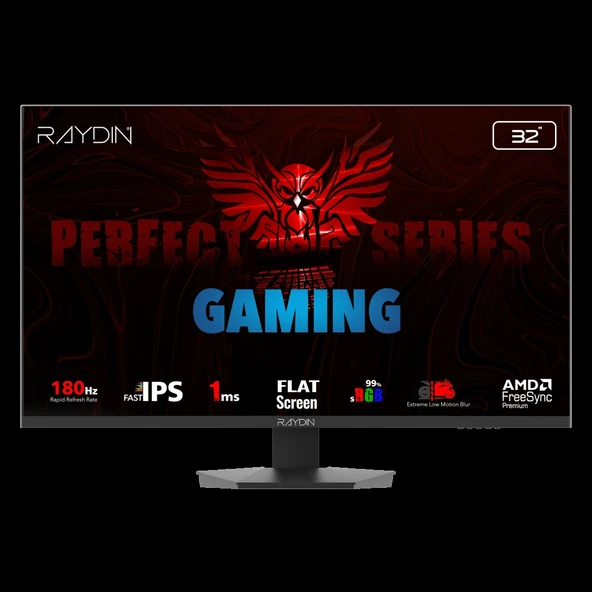 RAYDIN EG32EQI-180HZ, 31.5", 1ms, 180Hz, 2K Quad HD, 350 nits, HD, 2xHDMI, DP, Hoparlör, IPS LED, Flat, Frameless, ürün görseli 1