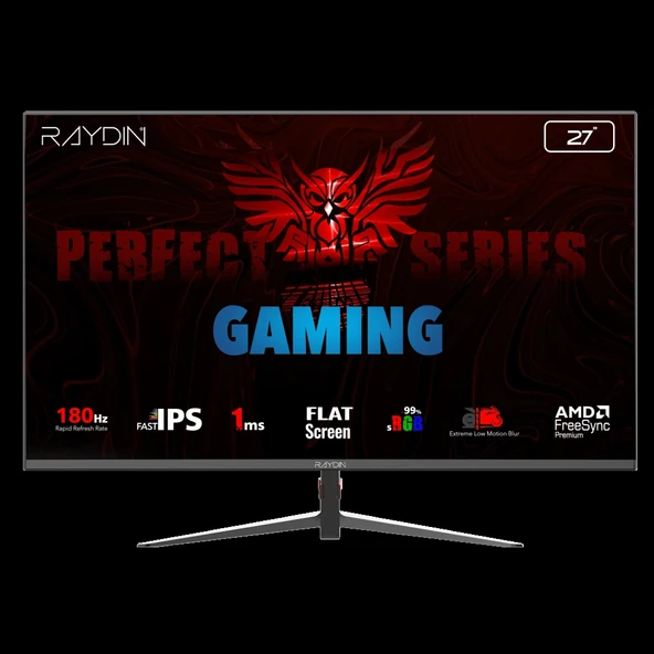 RAYDIN MM27DFI-180HZ, 27", 1ms, 180Hz, Full HD, 300 nits, HDMI, DP, IPS LED, Flat, Frameless, FreeSync Gaming Monit ürün görseli 1