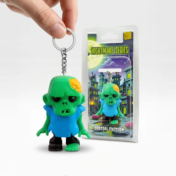 Zombi Figürü Anahtarlık, Hediyelik Halloween Çanta Aksesuarı ve Hareketli Oyuncak - Brain Chunk ürün görseli 1