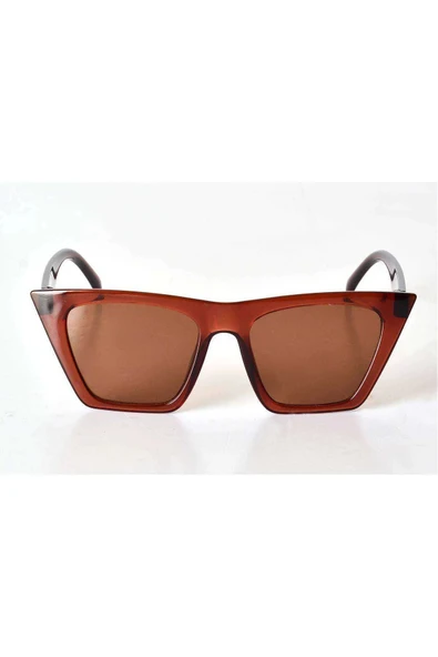 Kahverengi Şeffaf Çerçeveli Unisex Güneş Gözlüğü - Moda Gözlük ürün görseli 1
