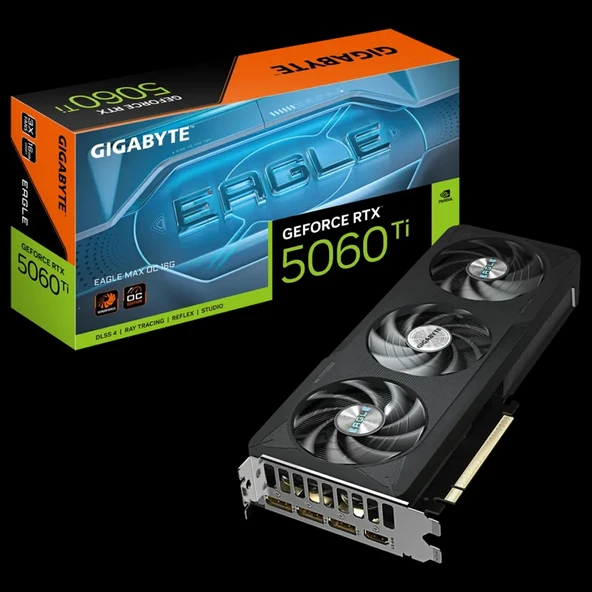 GIGABYTE GV-N506TEAGLEMAX OC-16GD, RTX5060TI, EAGLE MAX OC, 16Gb, GDDR7, 128BIT, 3 Fanlı, 1xHDMI, 3xDP, GAMING Ekran KAR ürün görseli 1