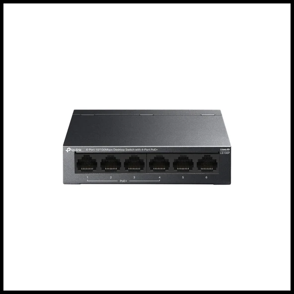 TP-LINK LS106P, Green Tech, 6 Port, MeggaBit, 4 Port PoE+ 65W, Metal Kasa, Yönetilemez, Masaüstü Switch ürün görseli 1