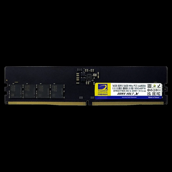 TwinMOS TMD516GB5600U46WO, VoltX, 16GB, DDR5,  5600MHz, CL46, 1.1V Desktop Ram ürün görseli 1