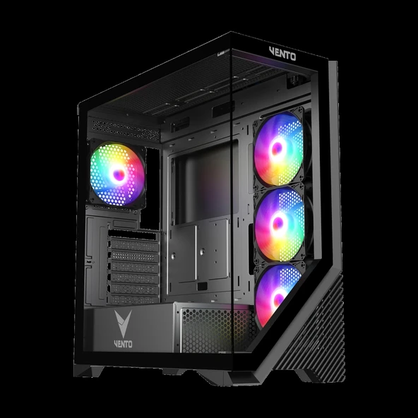 VENTO VG4202FL, 850W, 80 Plus, Siyah, Temperli Cam, RGB, ATX, Akvaryum Tipi, GAMING KASA ürün görseli 1