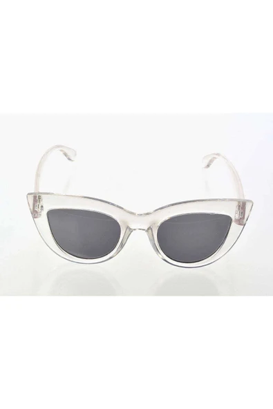 Şeffaf Beyaz Çerçeve Cat Eye Kadın Güneş Gözlüğü - Moda Gözlük ürün görseli 1