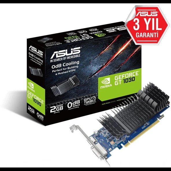 ASUS GT1030-SL-2G-BRK, 2Gb, GDDR5, 64Bit, 1xDVI, 1xHDMI, GAMING Ekran Kartı ürün görseli 1