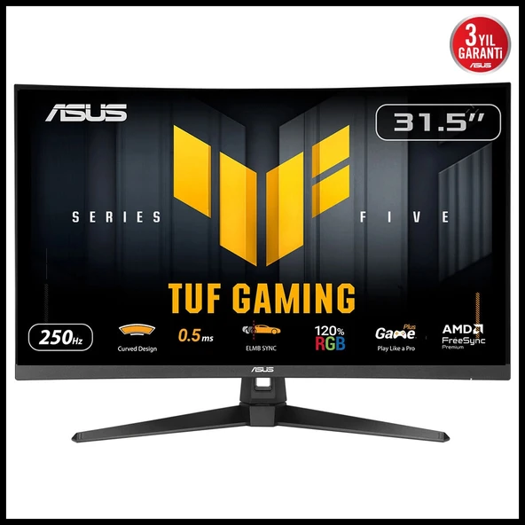 ASUS TUF GAMING VG32VQM5B 31,5" 0,5ms, 250Hz, FullHD Curved, DP, 2xHDMI, VA Panel, 1500R, Display Widget Center, GA ürün görseli 1