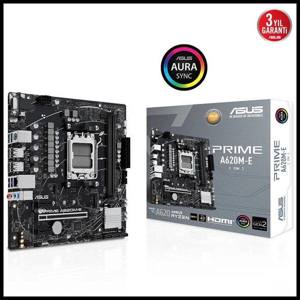 ASUS PRIME A620M-E-CSM, 2xDDR5, 1x M.2, D-SUB, DP, HDMI, AM5 Soket Anakart ürün görseli 1