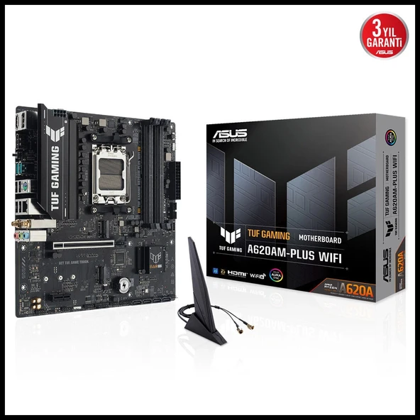 ASUS TUF GAMING A620AM-PLUS WIFI, 4xDDR5, 2x M.2, HDMI, 2xDP, Wi-Fi 6, Bluetooth v5.3, AM5 Soket GAMING Anakart ürün görseli 1
