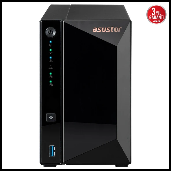 ASUSTOR AS3302T V2, 2Gb DDR4 Ram, 2 Yuvalı (2x20TB Destek), 1x2.5GbE Network, 3xUSB 3.2, Tower NAS (Yedekleme) Cihazı ürün görseli 1