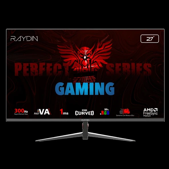 RAYDIN MM27RFA-300HZ, 27", 1ms, 300Hz, Full HD, 300 nits, 2xHDMI, DP, VA LED, R1500 Curved, Frameless, FreeSync Gam ürün görseli 1