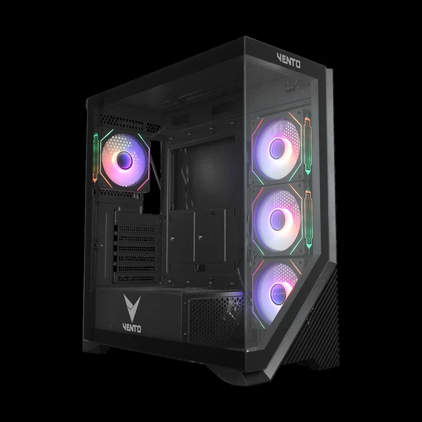 VENTO VG4202FLA, 850W, 80 Plus Siyah,  Temperli Cam, RGB, Mesh, ATX, Akvaryum Tipi, GAMING KASA ürün görseli 1