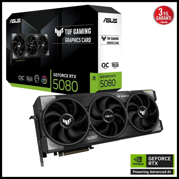 ASUS TUF-RTX5080-O16G-GAMING, 16Gb, 256Bit, GDDR7, 2xHDMI, 3xDP GAMING Ekran Kartı ürün görseli 1