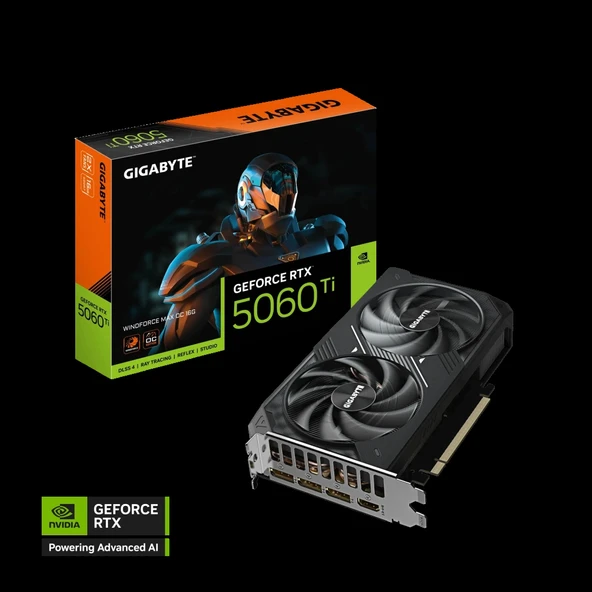 GIGABYTE GV-N506TWF2MAX OC-16GD, RTX5060TI, WINDFORCE MAX OC, 16Gb, GDDR7, 128BIT, 2 Fanlı, 1xHDMI, 3xDP, GAMING Ekran K ürün görseli 1